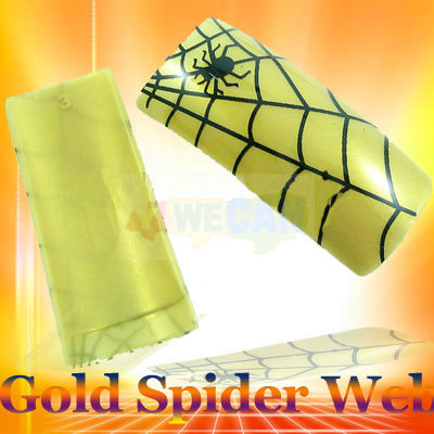 Spider Web Golden False French Acrylic Nail Tips 70PCS